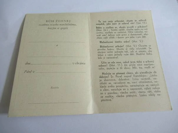 Bůh žehnej svatému svazku manželskému, kterým se spojili