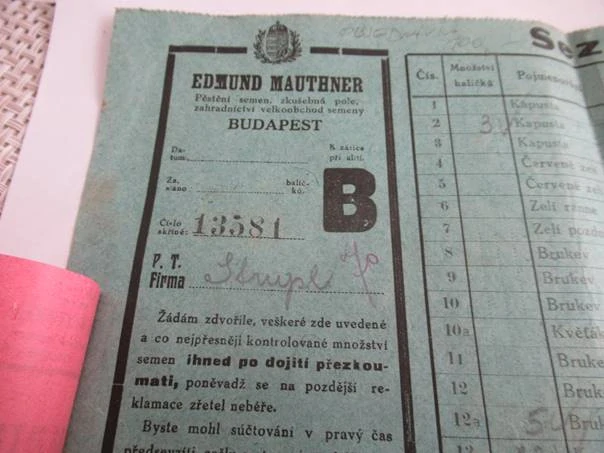Budapešť - Edmund Mauthner - Pěstění semen, zkušebná pole, zahradnictví velkoobchod semeny - objednávka