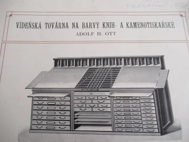 Vídeň - Adolf H. Ott -  Továrna na barvy knih a kamenotiskařské - Reklamní leták