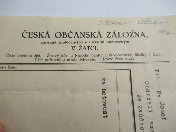 Žatec - Česká občanská záložna - obchodní sdělení