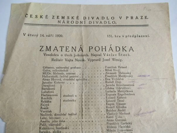 Praha, Národní divadlo - Program - 1920