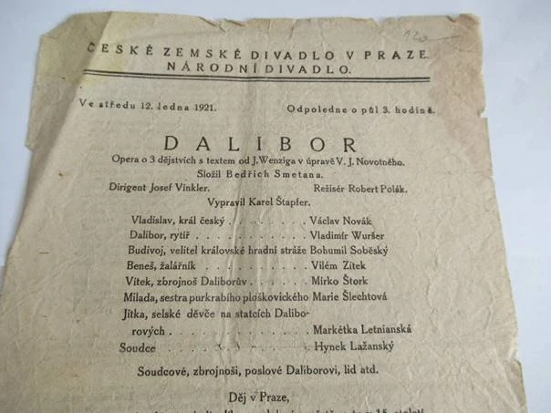 Praha, Národní divadlo - Program - 1921