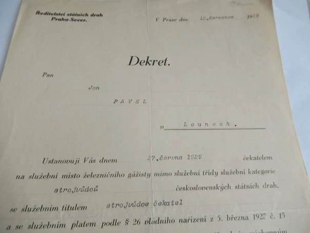 Praha - Dekret stojvůdců - 1929