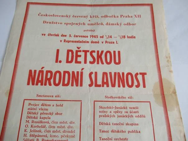 Praha - Program na I. Dětskou Národní slavnost - 1945