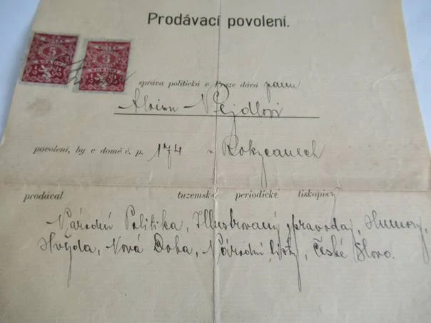 Rokycany - Prodávací povolení domu - 1927