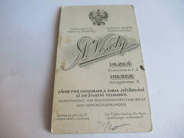 Plzeň - A. Veselý - Chlapec s kloboukem  - cca 10,5 x 6,5 cm