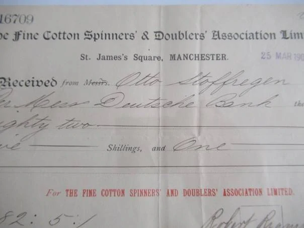 Manchester - Asociace prádelníků a zdvojovačů jemné bavlny s ručením omezeným - 1903