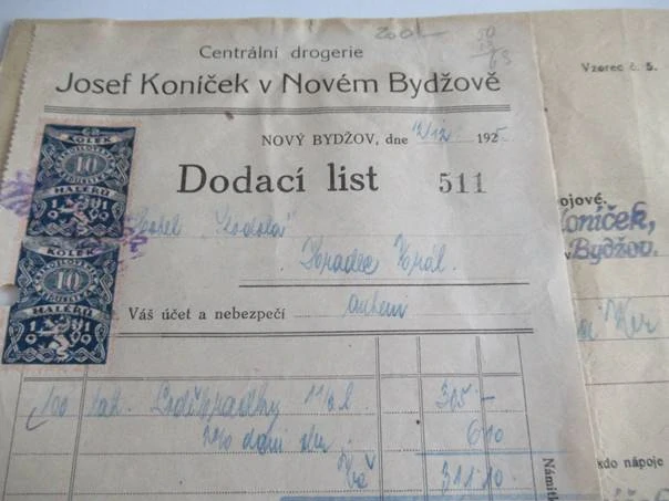 Nový Bydžov - Josef Koníček - Centrální Drogerie - 1925