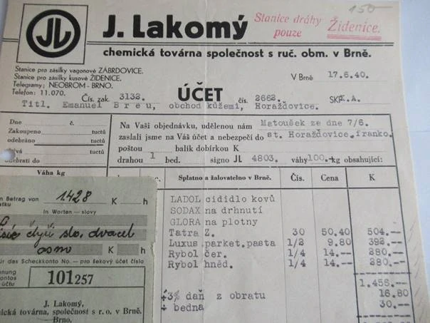 Brno - J. Lakomý - chemická továrna - 1940