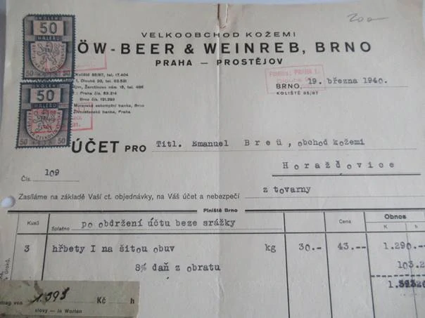 Brno - Löw-Beer & Weinreb - Velkoobchod s kůžemi - 1940
