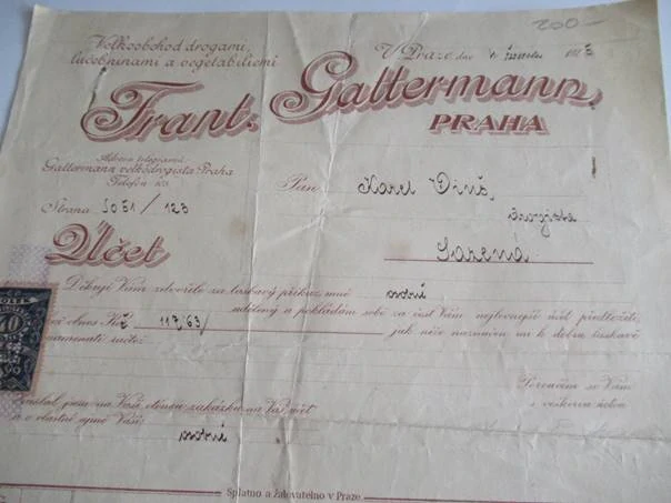 Praha - Frant. Gattermann - Velkoobchod drogami, lečebninami a vegetabiliemi - 1925 - 1925