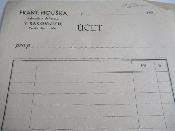 Rakovník - Frant. Houška - Čalouník a dekoratér 