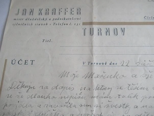 Turnov - Jan Kraffer - Mistr dlaždičský a podnikatelství silničních staveb - 1948
