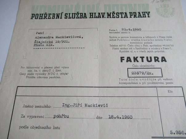 Praha - Pohřební služba - 1950