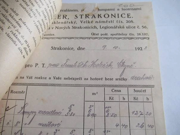 Strakonice - Karel Eger - Velkoobchod se sklem, porcelánem , lampami a lucernami - 1928