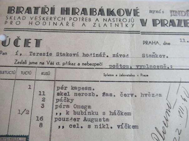 Praha - Jindřich Pelda - Sklad veškerých potřeb a nástrojů pro hodináře a zlatníky - 1940