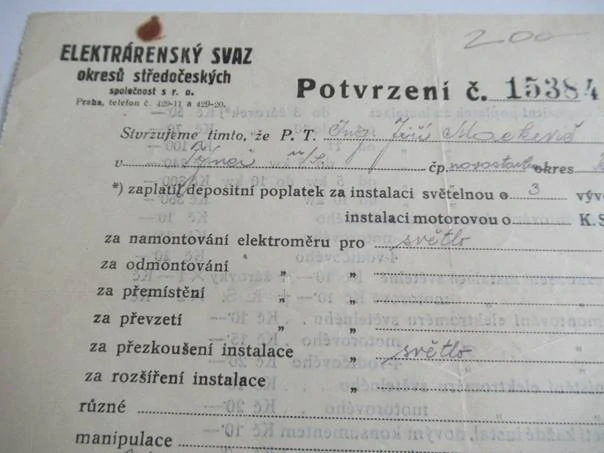 Praha - Elektrárenský svaz okresů středočeských - 1934