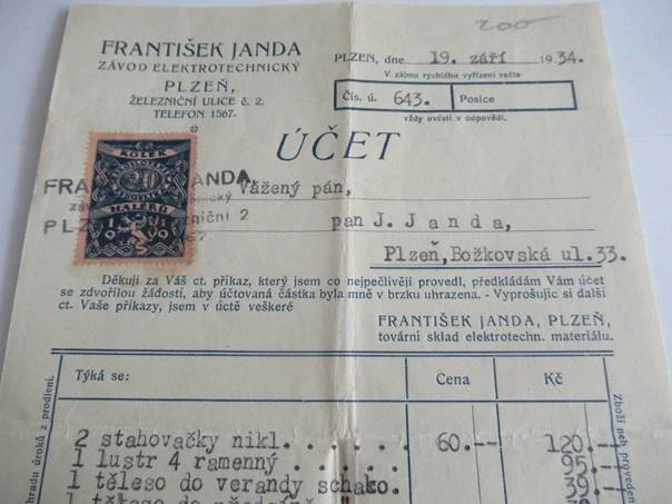 Plzeň - František Janda - Závod Elektrotechnický - 1934