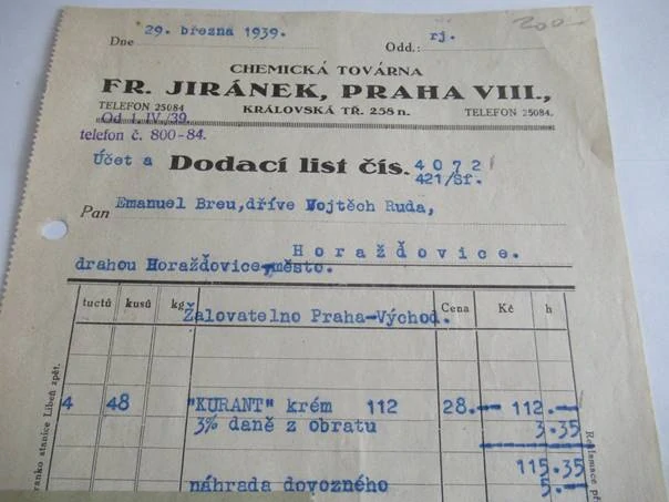 Praha - Fr. Jiránek - Chemická továrna - 1939