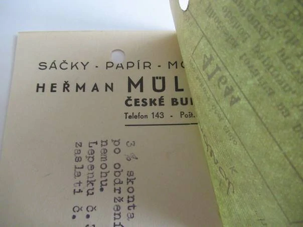 České Budějovice - Heřman Müller - Továrna na papírové sáčky a obchod s papírem - 1939 - 1941