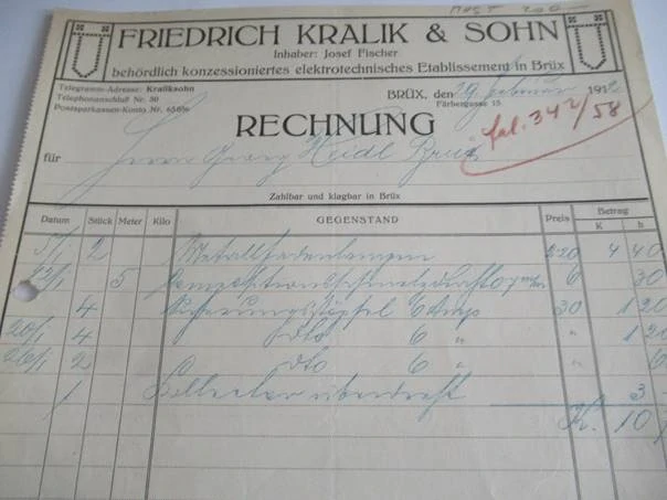 Most - Friedrich Kralik a syn - Elektrotechnická instituce - 1912