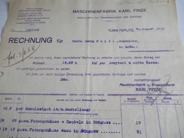 Teplice - Karl Finze - Továrna na stroje - 1912