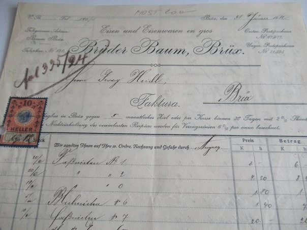 Most - Brüder Braum - Velkoobchod se železem - 1912