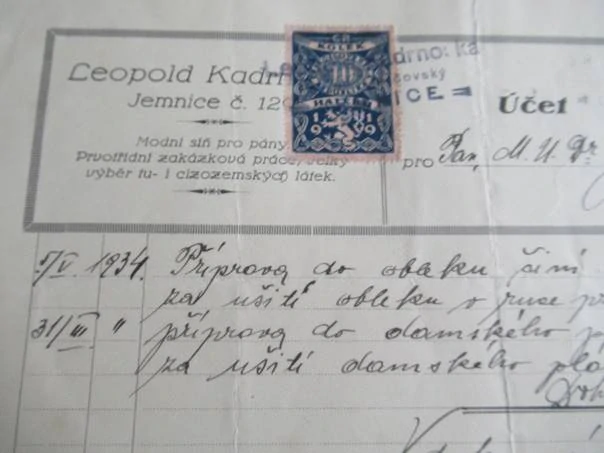 Jemnice - Leopold Kadrnoska - Modní síň pro pány - 1934