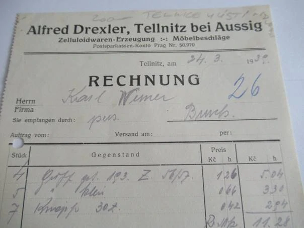 Teplice u Ústí nad Labem - Alfred Drexler - Nábytkové kování - 1939