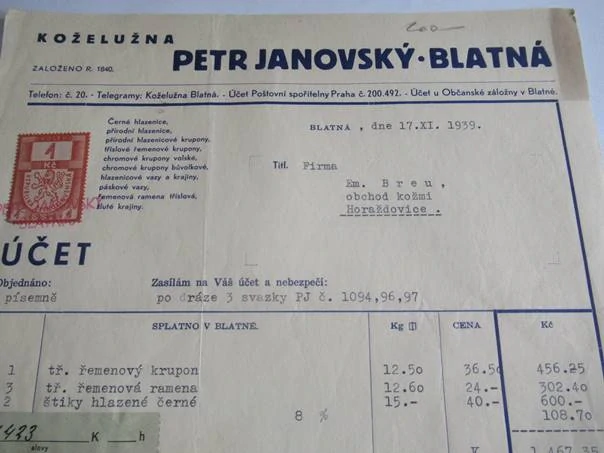 Blatná - Petr Janovský - Koželužna - 1939