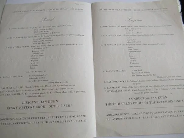 Praha II. - Koncert Českého pěveckého sboru - Program - 1946