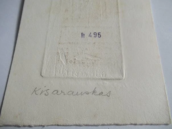 Exlibris – G. Jan Rhebergen – Vincas Kisarauskas (1974) – Motiv: XV. Mezinárodní kongres exlibris v Bledu, kubistická figurální kompozice, originální lept / mědiryt C3 (17 x 10,5 cm)