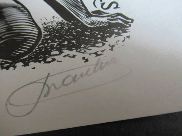 Exlibris – Dr. R. Geerts – Frank-Ivo van Damme – Léda s labutí (Ženský akt) – 10×15 cm – dřevoryt