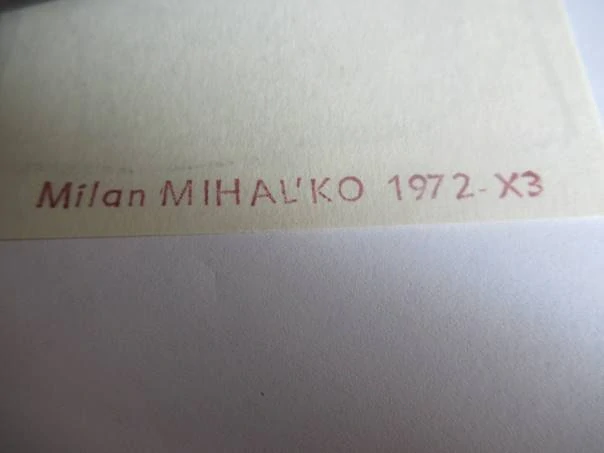 Exlibris – P. Burdáts – Milan Mihalko – Poetický ženský portrét s lístky – 9,5×9 cm – linoryt (X3)