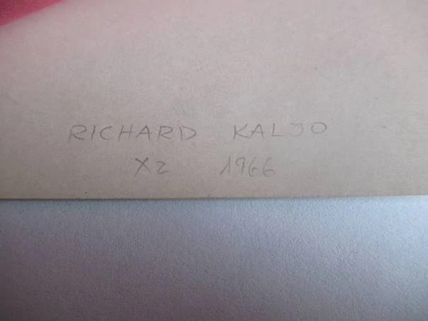 Exlibris – R. Läänlan – Richard Kaljo – Hudební a kabaretní scéna s tanečnicí – 10×8 cm – dřevoryt (X2)