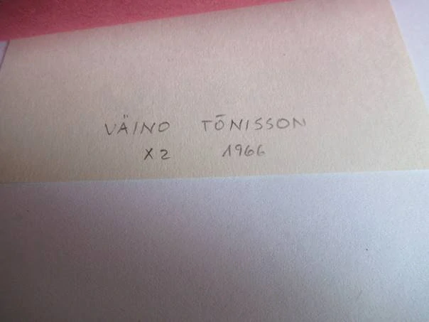 Exlibris – Meeta Läänlan – Väino Tõnisson – Ženský akt s antickou amforou a křídly – 8×9,5 cm – dřevoryt (X2)