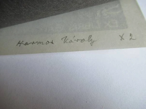 Exlibris – Gály Yvette – Harmos Károly – Cválající kůň ve větru – 6×10 cm – dřevoryt (X2)