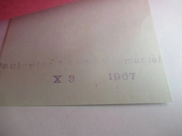 Originální exlibris Paulovics L.(L.) – Paulovics László: Geometrická kompozice s knihou, linoryt (X3) – 9,5×7,5 cm (1967)