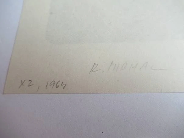 Exlibris – VS – Rastislav Michal – motiv: Sedící ženský akt s hroznem vína – 11×9 cm – dřevoryt (X2)