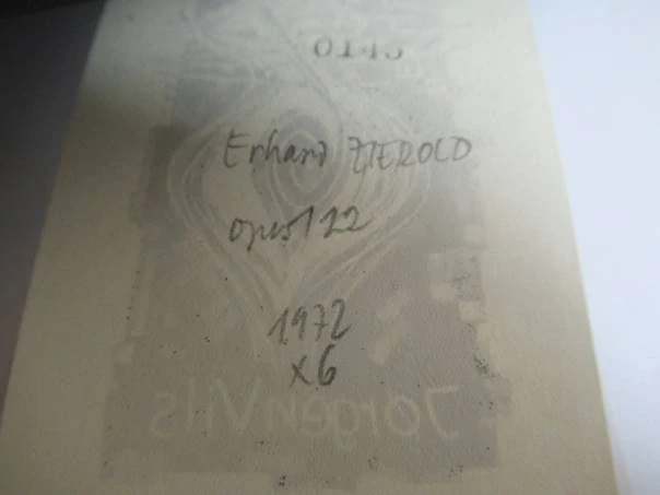 Exlibris – Jørgen Vils – Erhard Zierold – motiv: Abstraktní figurální kompozice (stylizovaný ženský akt) – rozměry 11,5×6,5 cm – rytá pryž / autorské razítko (X6) – rok 1972