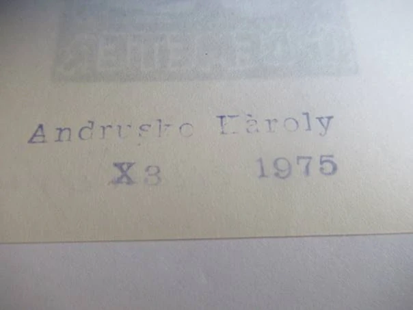 Exlibris – Károly Andruskó – Károly Andruskó – linoryt (X3), podkladový papír 20,5×14 cm