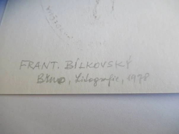 Exlibris – Ing. O. Hradečný – František Bílkovský – Don Quijote na koni – litografie, podkladový papír 21×14,5 cm