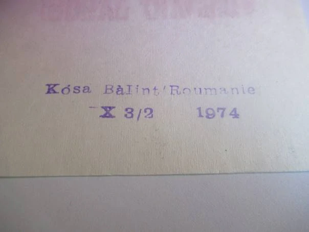 Exlibris – Ungváry János – Kósa Bálint – Kniha s houslovým klíčem a stuhou – barevný linoryt (X3/2), podkladový papír 20×14 cm