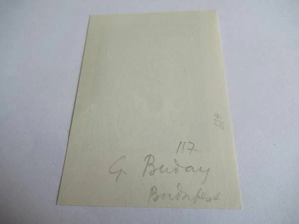 Exlibris – Gianni Mantero – George Buday – Ženský akt s noční scenérií města (Řím) – původní dřevoryt (X2), 8,5×6 cm