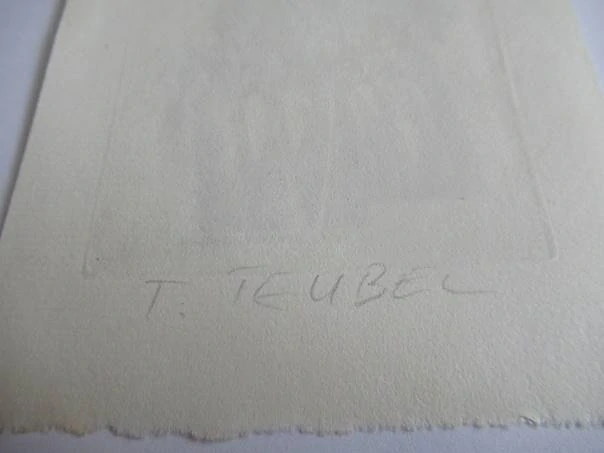 Exlibris – Ottmar Premstaller – T. Teubel – Rakousko – původní rytina / lept (C3) – 11,5×10 cm