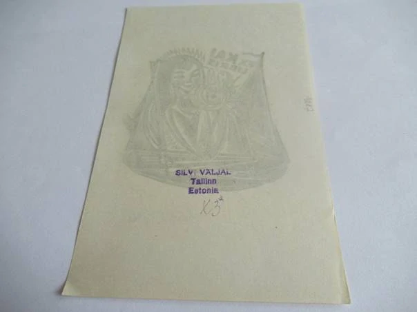 Exlibris – Kai – Silvi Väljal – Estonsko, 1966 – původní linoryt (X3) – 13,5×9 cm