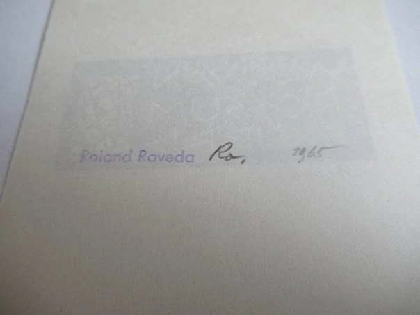 Exlibris – W. J. J. van Rossum – Roland Roveda – Francie / Nizozemsko, 1965 – původní linoryt (X3) – 10×7 cm