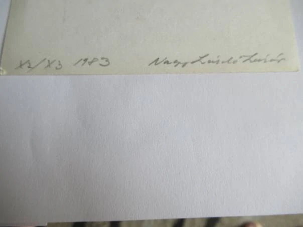 Původní sběratelská novoročenka PF '84 Dr. Krier Rudolf – autor László L. Nagy, kombinovaná technika X2/X3 (15 × 10,5 cm)