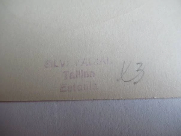 Původní sběratelská novoročenka Head uut aastat! – autorka Silvi Väljal, Tallinn, barevný linoryt X3 (14 × 10 cm)