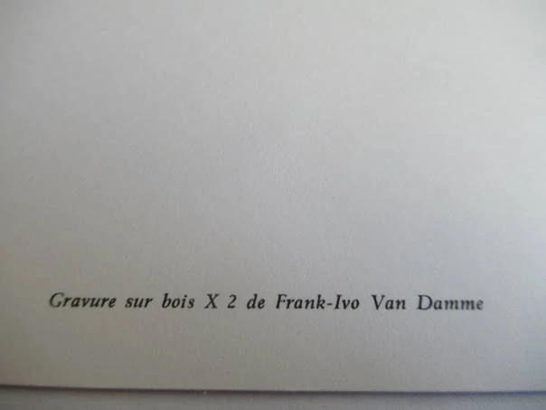 Původní sběratelská novoročenka Que l'année 1980 – autor Frank-Ivo Van Damme (Belgie), motiv mořské panny, původní dřevoryt X2 (21,5 × 11 cm)